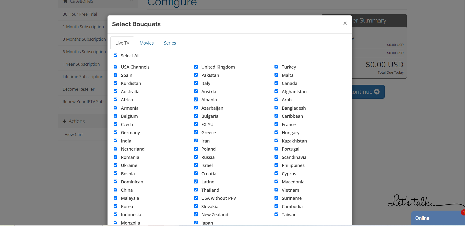 Checkout button for trial order