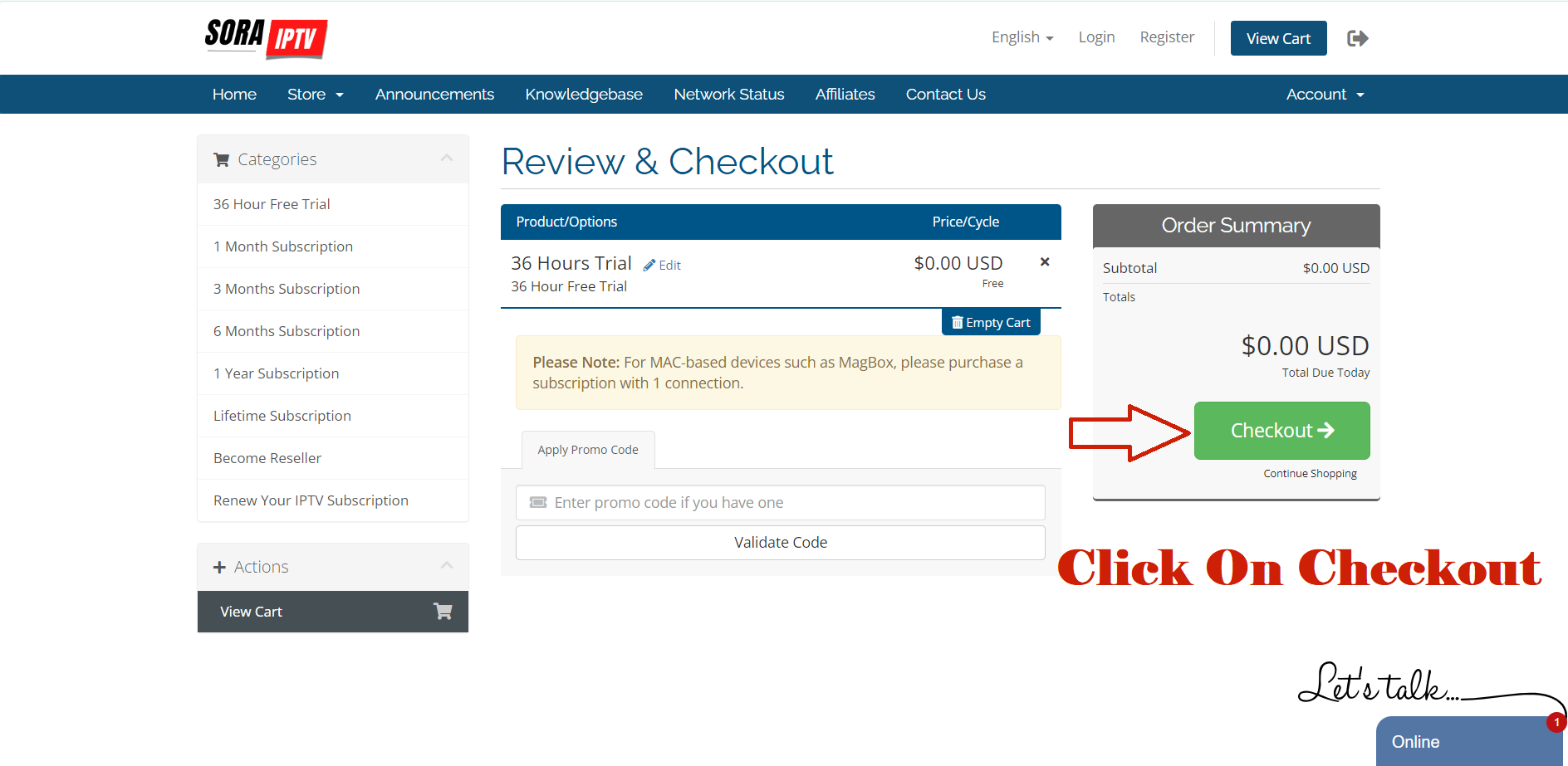 Account and billing form